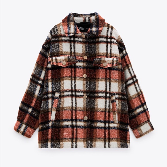 ZARA WOOL PLAID OVERSIZED JACKET - Picture 3 of 7
